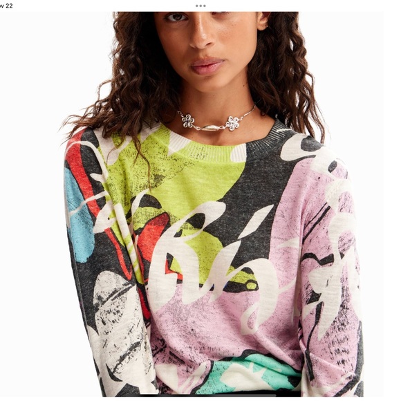 Colorful Abstract Women's Sweater - Picture 10 of 11